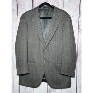 LANDS' END Men's Lambs Wool Herringbone 2 Button Sports Coat Blazer Size 40R